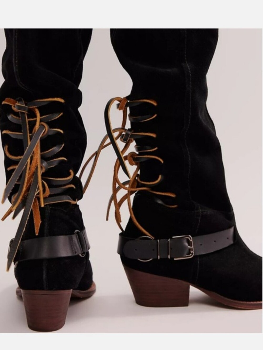 Free People Sway Black Suede Slouch Calf Boots